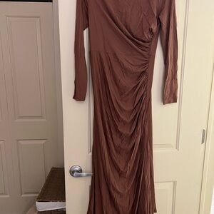 Elegant Brown Long Sleeve Dress
